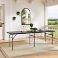 thumbnail image 3 of Mainstays Black 8 Foot Easy Fold Folding Plastic Table, Heavy Duty, Indoor Outdoor, Scratch Resistant, Stain & UV Damage, 3 of 8