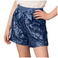 thumbnail image 2 of ITSAME Casual Shorts for Girls, Loose Fit Bow Sequin Elastic Waist Fashion Festival Dance Shorts Dark Blue 7-8T, 2 of 6