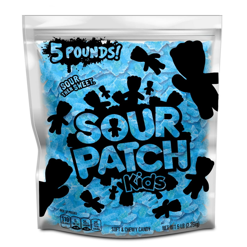 SOUR PATCH KIDS Blue Raspberry Soft & Chewy Candy, Just Blue (5 LB