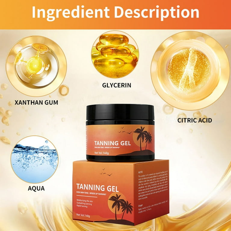Glow Intensive Tanning Shimmer Gel - 2025 New Tanning Gel, Natural Intense Tanning Gel for Body, Darker Tan with Less Time in the Sun, for All Skin Tones 140g