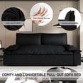 thumbnail image 3 of 70" Sleeper Sofa with Pull Out Bed,3-in-1 Velvet Convertible Sofa Bed with Side Storage,Queen Size Sleeper Sofa Loveseat with Adjustable Backrest and 2 Pillows for Living Room,Black, 3 of 9