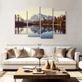 thumbnail image 2 of Elephant Stock - Picture Lake Reflection Wall Art - Horizontal Multi Panel - 4 Piece Living Room Wall Decor - Photography Nature Canvas Print - Brown and Blue Decor - 84" x 54", 2 of 8