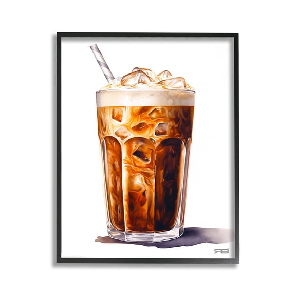 Stupell Industries Swirled Iced Coffee Food & Beverage Painting Black Framed Art Print Wall Art, 11 x 14