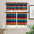 thumbnail image 2 of Colorful Mexican Kitchen Curtains and Valances Set, Striped Modern Horizontal Stripes Rod Pocket Window Valance 18 Inch Window Curtain Panels for Living Room Bedroom Laundry, 27.5x36in, 3 Pieces, 2 of 7