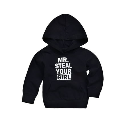 

Toddler Baby Boys Girls Letter Print Hooded Tops Pullover Sweater Outfits