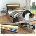 thumbnail image 5 of LED Bed Frame Queen Size with 2 USB Ports and Outlets, Platform Metal Bed Frame with 4 Storage Drawers and Headboard, No Box Spring Needed, Noise-Free(Rustic Brown-Queen), 5 of 9