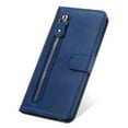 thumbnail image 6 of Zipper Wallet Case for iPhone 14 Pro, Glossy Luxury Faux PU Leather Soft Silicone Shockproof Flip Folio Cover with Card Slots Pocket Magnetic Clasp Kickstand Fashion Case, Blue, 6 of 10