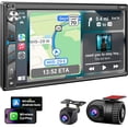 thumbnail image 1 of Estéreo para automóvil de doble DIN con cámara de tablero - Control por voz Carplay, Android Auto, controles en el volante, pantalla táctil HD de 7", cámara de respaldo, Bluetooth, Mirror Link, subwoo, 1 of 5