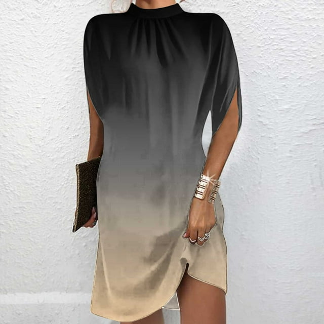 Pisexur Robe à Manches Courtes Col Rond Genou-Haut Mode Décontractée pour Femmes Robe Imprimée à Manches Courtes Col Rond Robes pour Femmes
