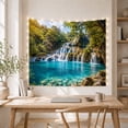 thumbnail image 5 of Limestone Waterfall Cascading Into Turquoise Pool, Serene Coastal Style for Nature Lovers, Scenic Wall Decor Housewarming Gift, Tapestry Wall Hanging for Bedroom and Living Room, 5 of 7