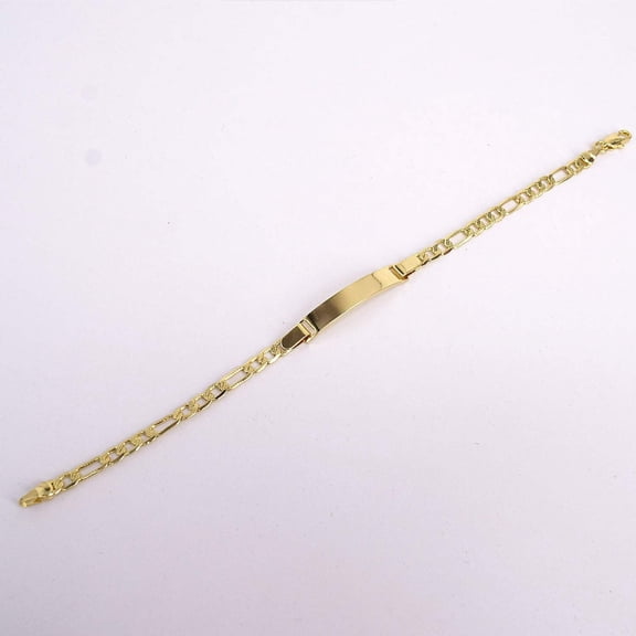 18k Layered Real Gold Filled id Figaro bracelet 7.5 inches #25