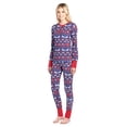 thumbnail image 2 of Ashford & Brooks Women's Printed Thermal Waffle Knit PJ Set - Navy/Ivory Fair Isle - Small, 2 of 2