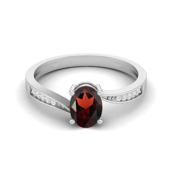 1.20 Cts Oval Garnet 925 Sterling Silver Solitaire Accent Woman Halo Mother's Day Gift Ring