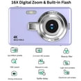 thumbnail image 3 of MAKATA 4K Digital Camera for Kids Teens, Boys Girls  Student (PURPLE) Point and Shoot Camera 50 MP 16X Zoom 1080P HD 32GB SD Card Autofocus Rechargeable Battery Vlogging Birthday Holiday Gift, 3 of 7