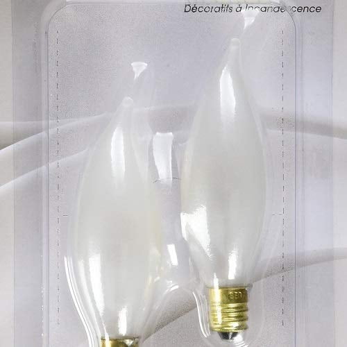 Satco S3777 - 15 watt CA8 Incandescent; Frost; 1500 average rated hours; 95 lumens; Candelabra base; 120 volts; 2/Card