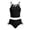 Black, variant on Girls Two Piece Bikini Set Floral Print Tankini Swimsuit for Kids Cute Ruffle Backless Swimwear for Pool Beach Summer