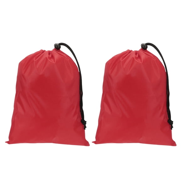 Uxcell Polyester Laundry Bag, 2 Pack 16"x12" Heavy Duty Travel Bag with Drawstring Tear Resistant Storage, Red