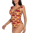 thumbnail image 2 of Haiem Red Cars Women's Ruffle One Piece Swimsuits Tummy Control Bathing Suit V Neck Swimwear Slimming for Teen Girls-, 2 of 8