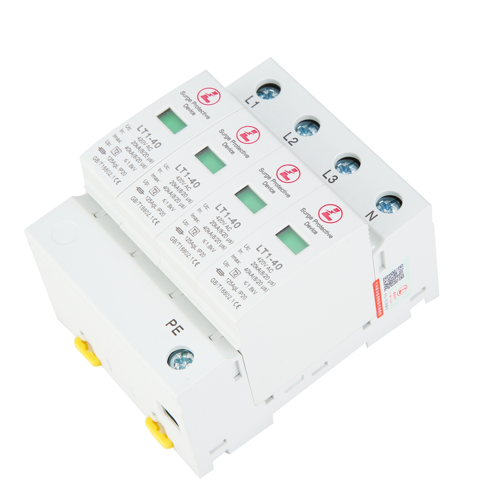 Joernso 4P 20KA/40KA/65KA/80KA 420V AC House Surge Protective Device White Arrester