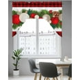 thumbnail image 5 of Christmas Balls Kitchen Curtains Swag Valance for Windows/Bathroom/Cafe, Winter Pine Branch Xmas Red Black Plaid Rod Pocket Drape Panel Swag Curtains Valance for Bedroom/Living Room 56"x36", 5 of 6