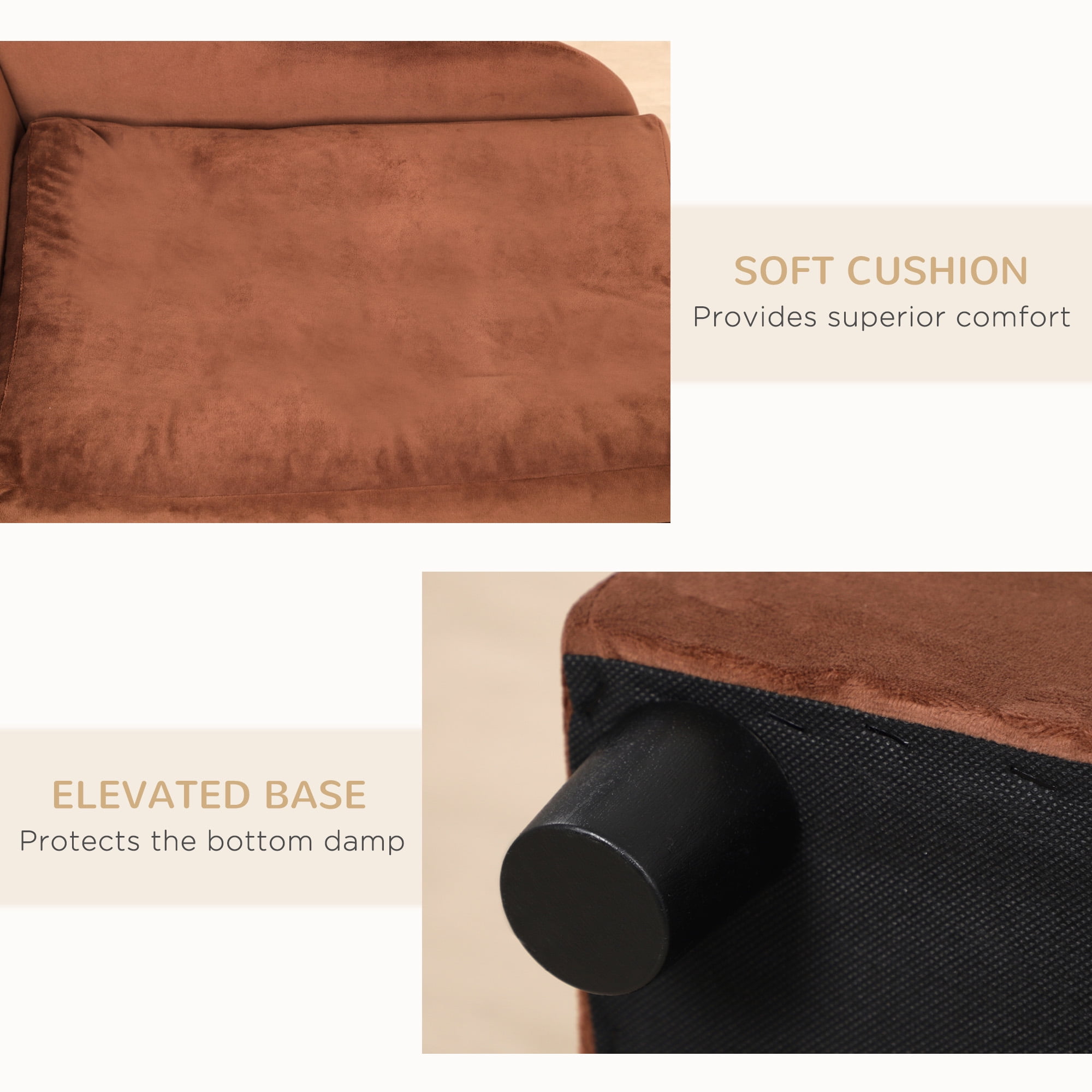 Pet Sofa Dog Sofa for Small Dogs with Storage, Brown