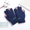 thumbnail image 2 of Children's Winter Cartoon Ski Gloves, 5-Finger Thermal Knitted Mittens for Kids, Plush Lined Cold Proof Gloves, Non-Slip Snow Play Gloves for Boys and Girls Ages 5-12 Navy, 2 of 4