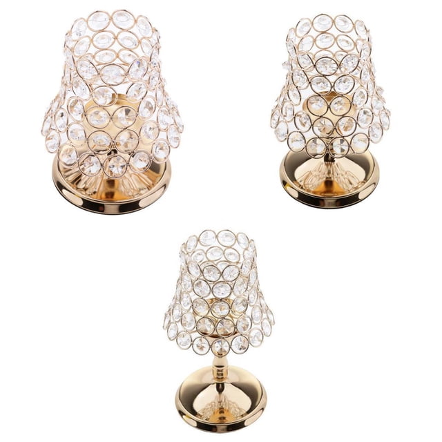 3x Set Votive Candle Holder Lamp Rhinestone Crystal Light BLESIY Sujetador de vela votiva