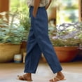 thumbnail image 2 of Jamsmile Womens Pants Casual Summer Solid Color Elastic Mid Waist Loose Straight Pants Lightweight Summer Beach Lounge Pants With Pockets, 2 of 8