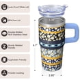 thumbnail image 3 of 20oz Coffee Cup with Lid and Straw, Bohemian Stainless Steel Insulated Travel Tumbler, Double Wall Vacuum Leakproof Boho Design, 3 of 5