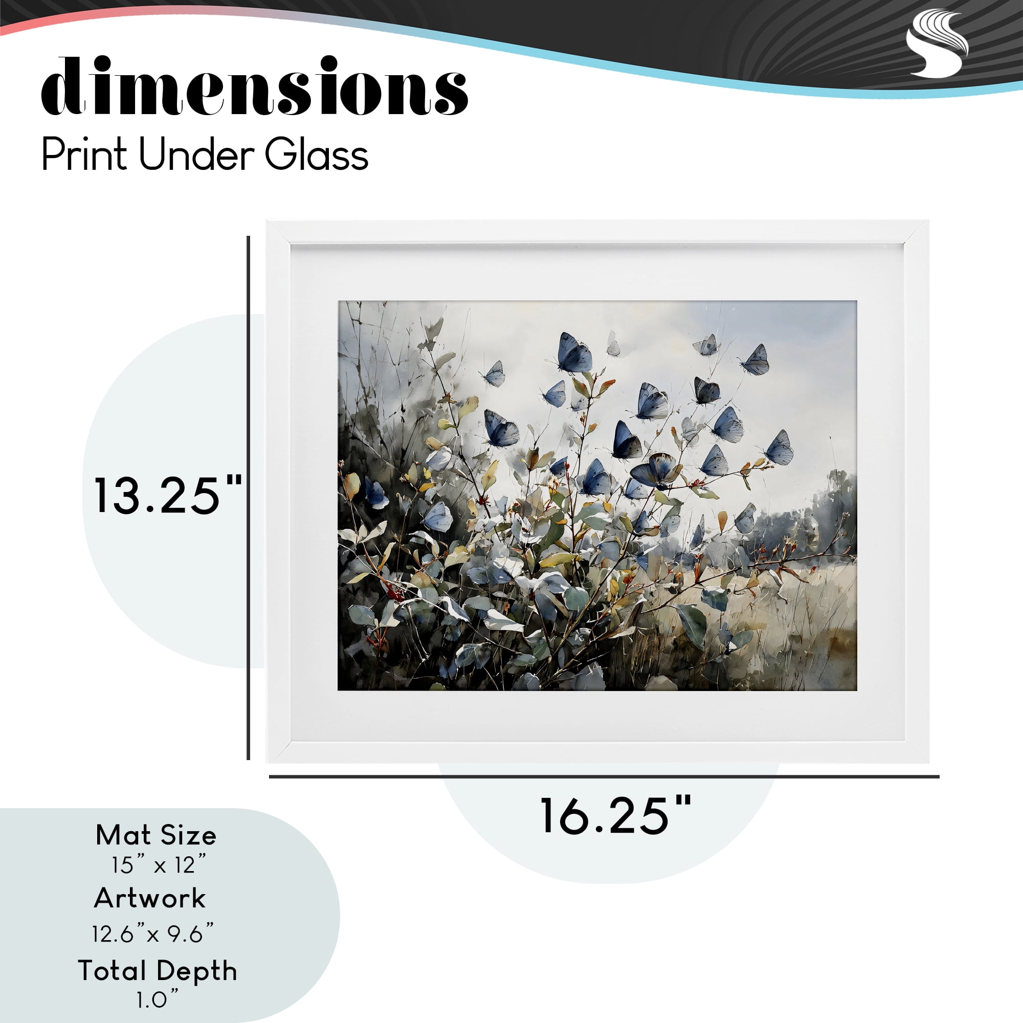 Stupell Industries Blue Butterflies Among Meadow Leaves White Framed Print Under Glass, design by Franklyn Gregory