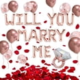 thumbnail image 4 of Set, Will You Marry Me Decorative Balloons Rose Golden/Golden, Wedding Proposal Decorative Creative Balloons Will You Marry Me Logo Banner, Rhinestone Ring Engagement Balloons, Red Heart Balloons Hook, 4 of 4