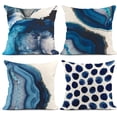 thumbnail image 1 of Juego de 4 fundas de almohada con lunares de mármol azul marino, textura del mar, cojín de lino y algodón, fundas de almohada cuadradas para sofá y dormitorio de 18x18 pulgadas, 1 of 5