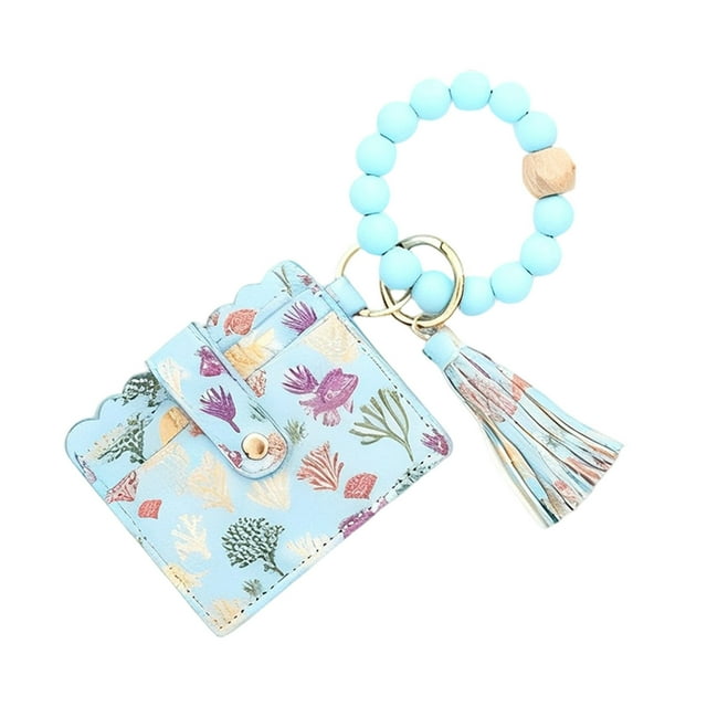 Hearth & Gear Boho Style Beaded Tassel Keychain Wallet Bracelet Pack Boho Style Wristlet Wallet Keychain With Beaded Tassel