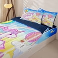 thumbnail image 3 of Metsweet Dreamy Unicorn Zipper Full Size Comforter Sets with Fitted Sheet and 2 Pillowcases, Kawaii Rainbow Hot Air Balloon Zipper Bedding Set,4pcs,Navy Blue Reversible, 3 of 6