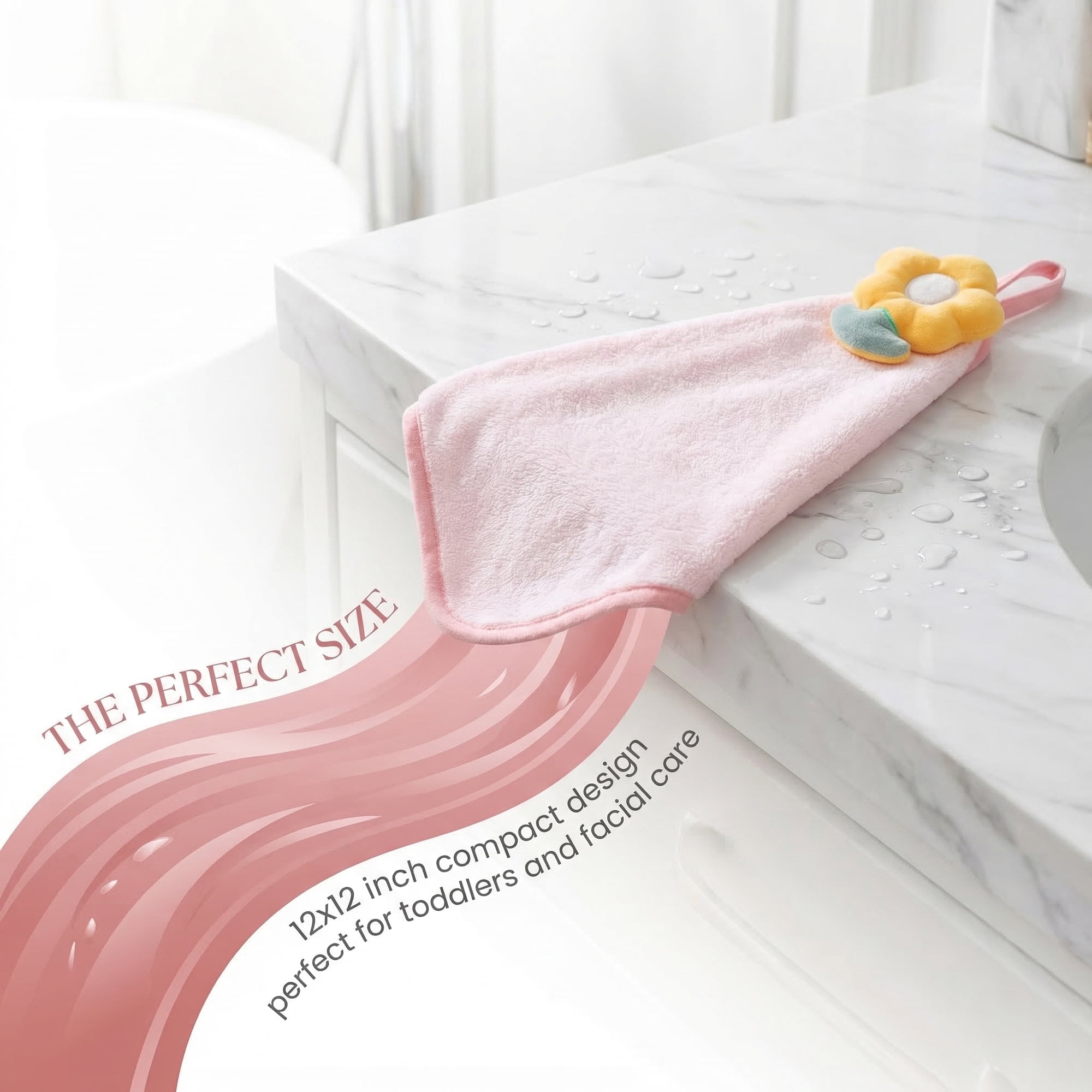 Unique Bargains 2 Pcs Cute Flower Ultra-Soft Absorbent Towels for Kitchen Pink 12" x 12"