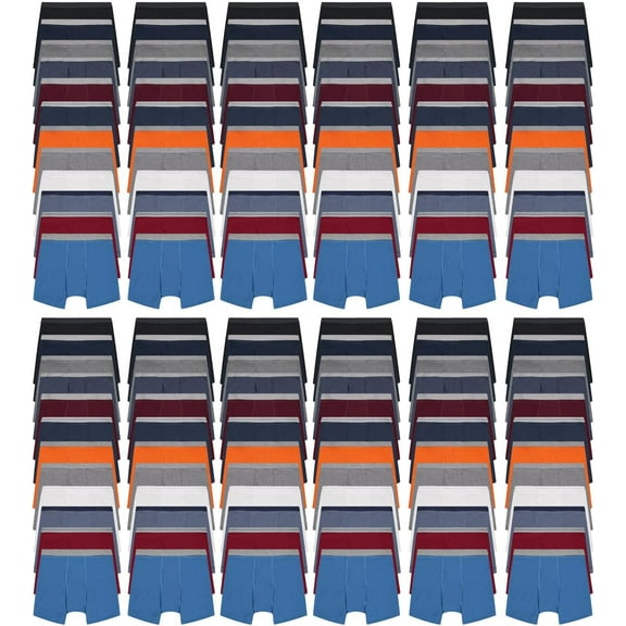 BILLIONHATS 144 Pack of Mens Boxer Briefs Wholesale, Colorful Cotton Mens Underwear in Bulk, Donating For Homeless Shelters, Charity, Up to 3XL