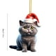 thumbnail image 2 of Adorno de gato para coche | Colgante para árbol de Navidad | Decoración navideña para el hogar | Adorno colgante de acrílico para el espejo retrovisor del coche o el árbol de Navidad, 2 of 2