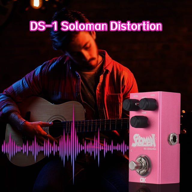 Mini DK Soloman Distortion Pedal Electric Guitar Effects Pedal True Bypass Metal Shell DC 9V 6.35mm Input/Output Interface Mini Guitar Distortion Effector