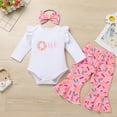 thumbnail image 6 of FYMNSI Toddler Girl Clothes Long Sleeve Romper Jumpsuit Bell Bottom Flare Pants Outfits Set 12-18 Months, 6 of 11