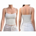 thumbnail image 2 of Women's Sleeveless Cute Cropped Tank Tops Polka Dots Going Out Camisole for Summer White S, 2 of 7