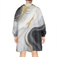 thumbnail image 2 of Black White Gold Marble Pattern Wearable Oversized Blanket,Wearable Blanket Hoodie for Adults,Cozy Hooded Blankets with Super Pockets,Super Warm Fuzzy Pullover for Women & Men, 2 of 6