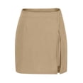 thumbnail image 7 of ClodeEU Women's Mini Asymmetrical Skirt with Shorts Underneath,Split Hem and Wrap Front Skort Khaki,Womens Plus XXL, 7 of 7