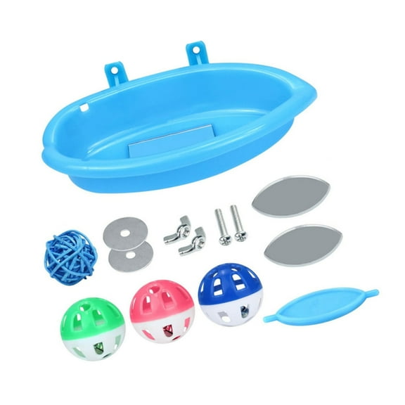Tizuqe Durability Cage Mounted Bird Bath Shower Tub Mirror Toy Bathing Station Bird Bath Cage Accessory