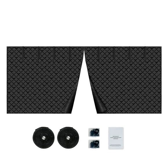 KFFKFF Winter Garage Door Screen, 16.3x7.15FT, Thermal Insulation Curtain Kit, Magnetic, Crafted from Durable 300D Oxford Fabric with a Weighted Bottom for Simple Installation on Garage Doors