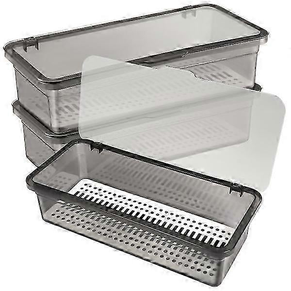3 Pcs Flatware Plastic Trays with Lid Cutlery Organizer Silverware Countertop Storage Containers Boxes