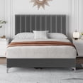 thumbnail image 4 of Studyset Full Size Bed Frame with Adjustable Headboard, Velvet Upholstered Platform Bed Frame with Wooden Slats Support, No Box Spring Needed, Grey Velvet Bed Frame, 4 of 7