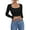 Black, variant on Long Sleeve Crop Tops for Women Ribbed Square Neck Slim Fitted Casual Lady Fashion Top Black XS