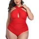 thumbnail image 5 of Trajes de baño de una pieza de talla grande con cruz frontal para mujer Trajes de baño con control de barriga Adepaton HMHZ263-6, 5 of 6