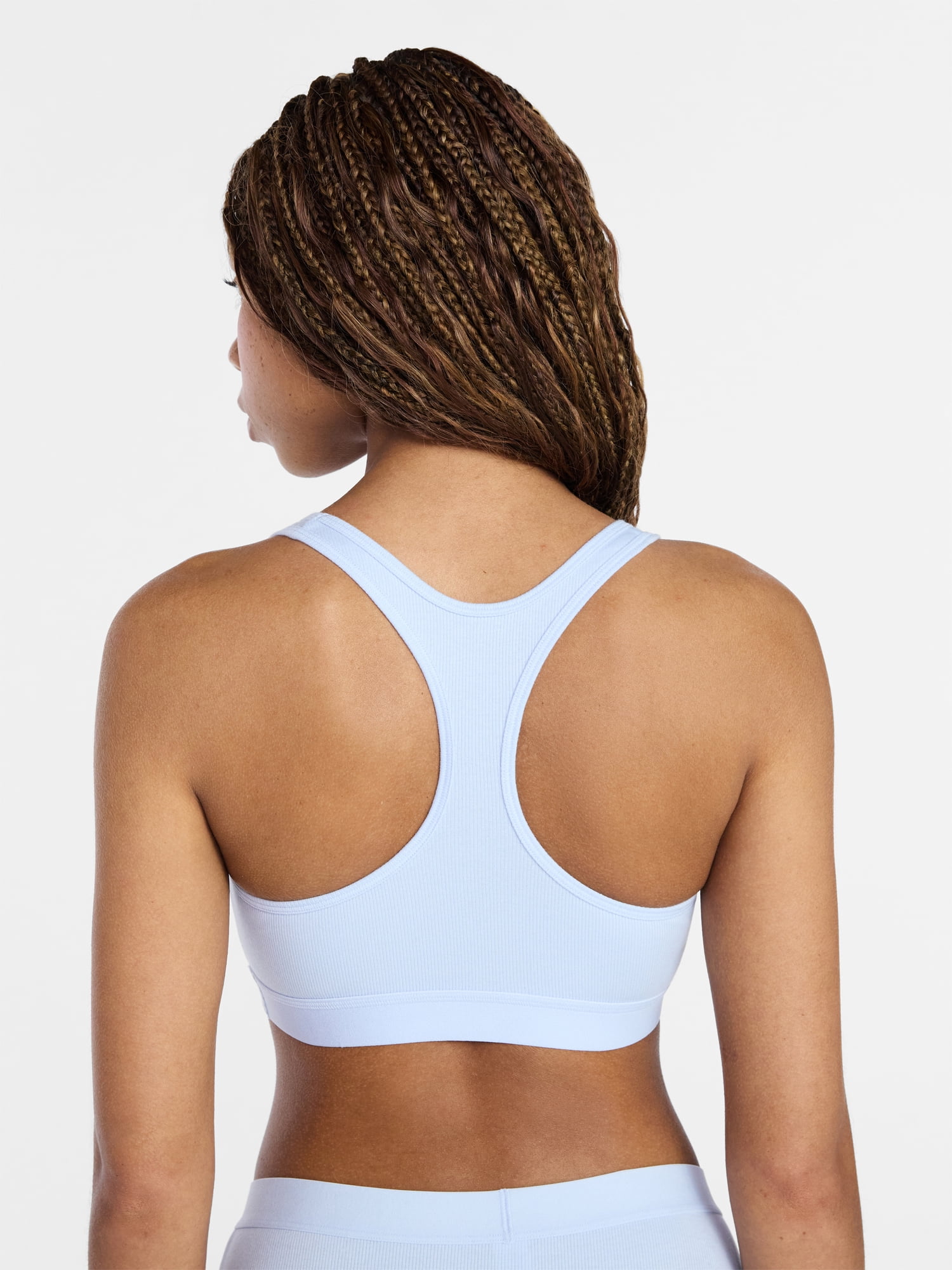 No Boundaries Cotton Stretch Ribbed Racerback Bralette, Women's XS-3XL