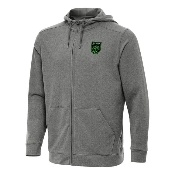 Men's Antigua Heather Black Austin FC Effortless Full-Zip Hoodie